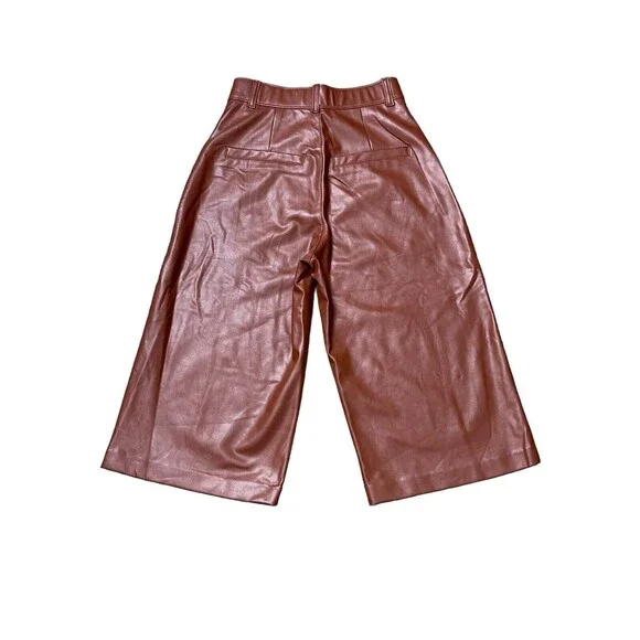 Abercrombie & Fitch Faux Vegan Leather Brown High Waisted Shorts Size XS